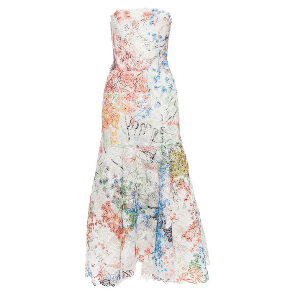 Monique Lhuillier Lace Strapless Dress